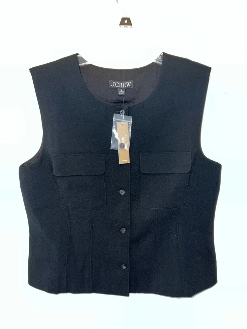 J. Crew Black Sleeveless Button Front Vest Size 10 NWT 0406261